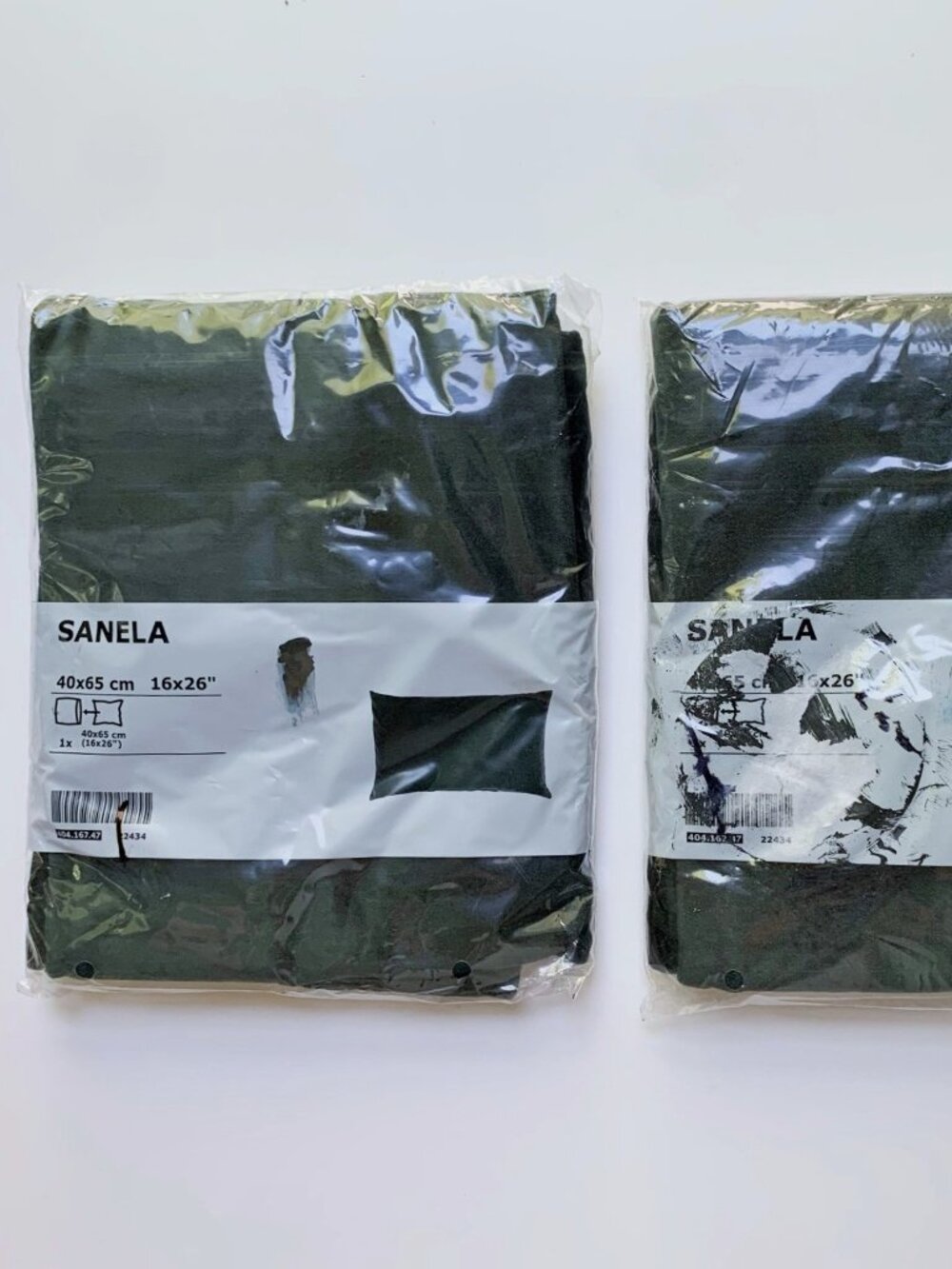 Set of 2 Ikea SANELA Pillow Covers 16 x 26 DARK GREEN Velvet Cushion 404.167.47